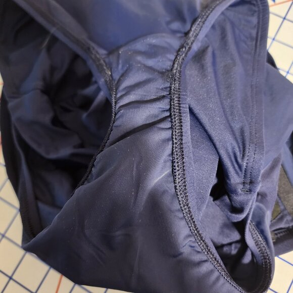 Tommy Bahama Pearl Shirred Bandeau One-Piece Swimsuit Navy Size 10 - Picture 10 of 10